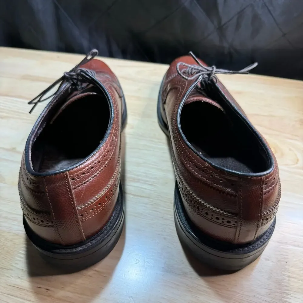 Executive Imperial Long Wing US 11 D Wing Tip 525 Pebbled Oxford Brown Leather